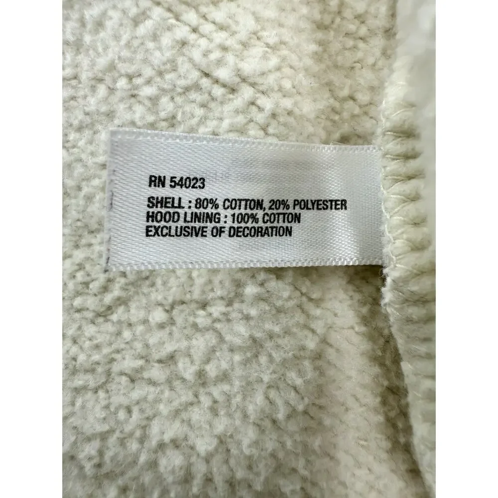 babyGap Toddler 3T Cream Zip Hoodie Blue Logo Letters Fleece‎ Lined EUC